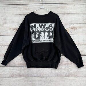 N.W.A.‎ Distressed Crewneck Logo Sweatshirt Adult Size XL Black Ice Cube Dr. Dre